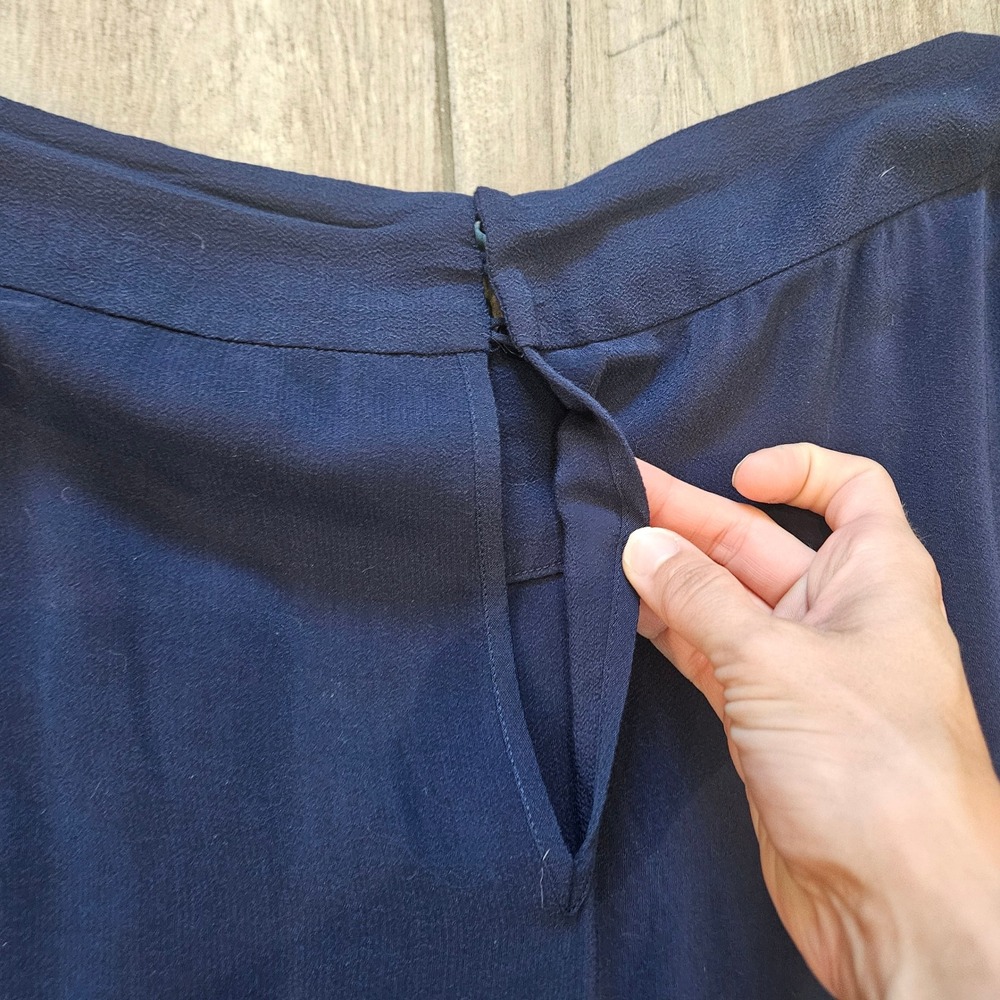 Diane von Furstenberg Dezi Jumpsuit Size 12 Navy Blue Wide Leg Dolman Minimalist - Picture 8 of 13
